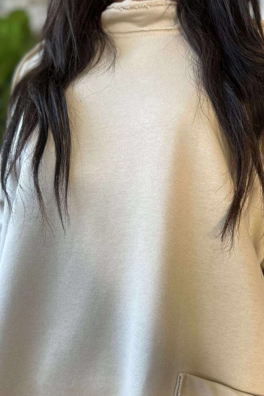 Scamp Raw Seam Funnel Neck Top Stone